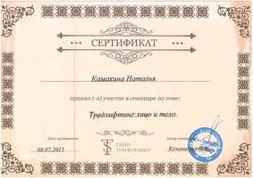 Сертификат Камахина Н. Е.